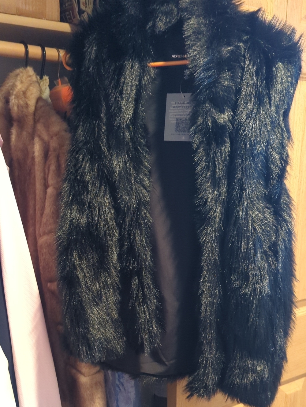Adrienne Landau Black Faux Fur Vest